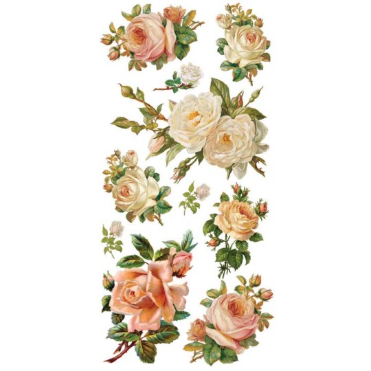 1 Sheet of Stickers Pink and White Roses